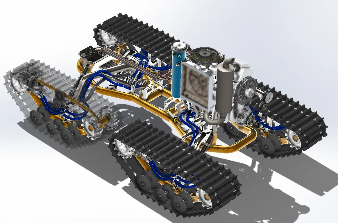 Schéma du circuit hydraulique du Vagabond avec moteurs aux quatre chenilles